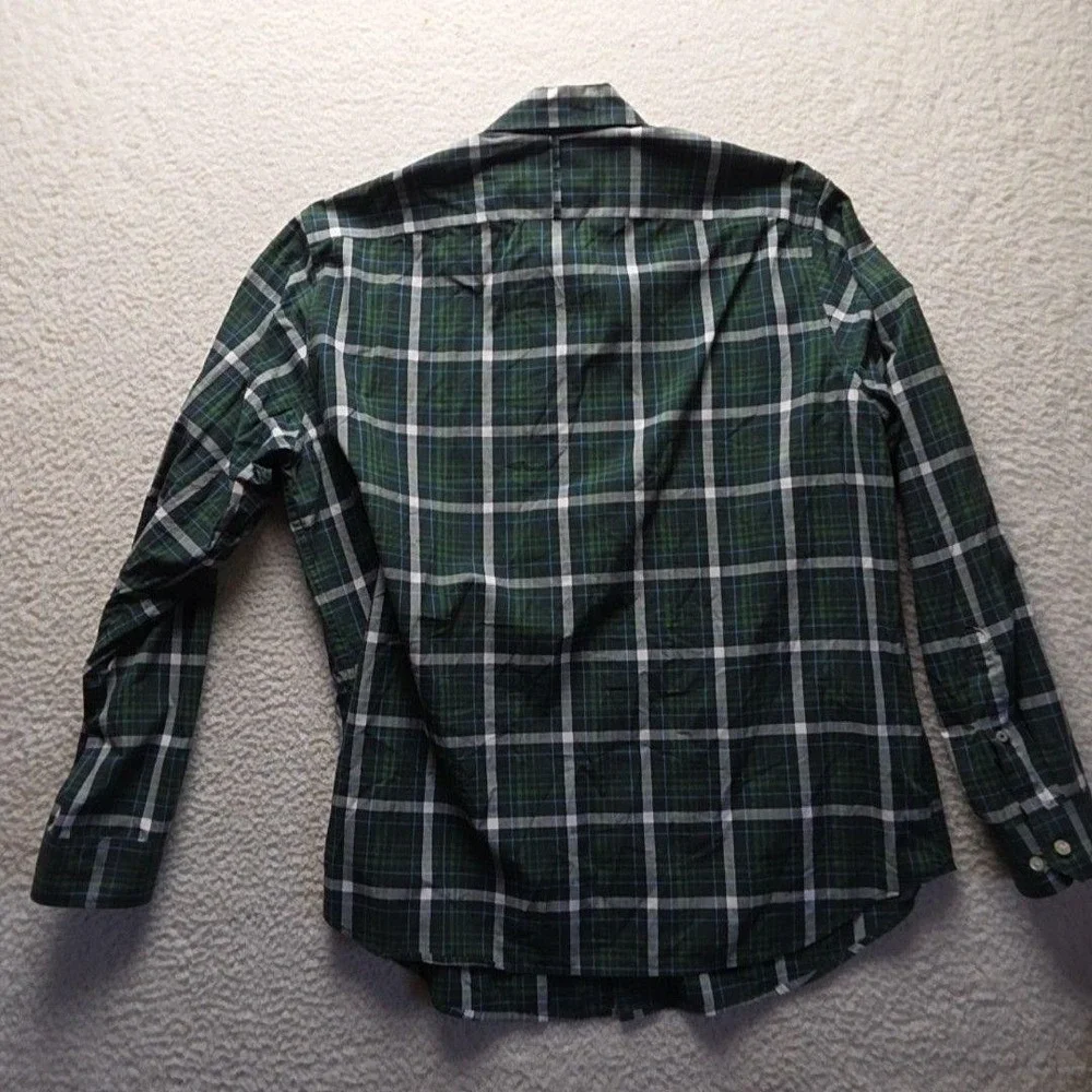 Banana Republic Shirt Mens XL Green Plaid Long Sleeve Camden Fit Button-Up